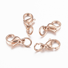 Honeyhandy 304 Stainless Steel Lobster Claw Clasps, Parrot Trigger Clasps, Rose Gold, 12x7.5x3.5mm, Hole: 4mm