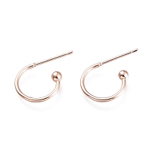 Honeyhandy 304 Stainless Steel Earring Hooks, Rose Gold, 12.5x18.5x2.5mm, Pin: 0.8mm