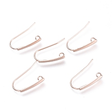 Honeyhandy 304 Stainless Steel Earring Hooks, with Horizontal Loop, Flat Ear Wire, Rose Gold, 18.5x13.5x3.5mm, Hole: 1.5mm, Pin: 0.8mm