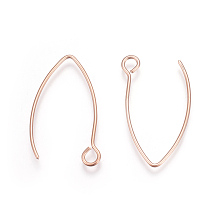 Honeyhandy Ion Plating(IP) 304 Stainless Steel Earring Hooks, with Horizontal Loop, Rose Gold, 26x15.5mm, Hole: 2.5mm, Pin: 0.8mm