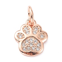 Honeyhandy Brass Micro Pave Cubic Zirconia Charms, with Jump Ring, Long-Lasting Plated, Lead Free & Cadmium Free, Footprint, Real Rose Gold Plated, 10x8.5x2mm