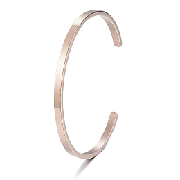 Honeyhandy 304 Stainless Steel Cuff Bangles, Minimalist Simple Open Bangles, Rose Gold, Inner Diameter: 2-1/2x2 inch(6.1~6.5x5.1cm)