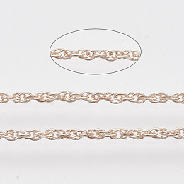 Honeyhandy Soldered Brass Coated Iron Rope Chains, with Spool, Rose Gold, 2x1.4x0.3mm, about 39.37 Feet(12m)/roll