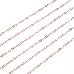 Honeyhandy Brass Paperclip Chains, Drawn Elongated Cable Chains, Soldered, with Spool, Long-Lasting Plated, Rose Gold, 7.5x3x0.5mm, about 32.81 Feet(10m)/roll