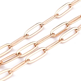 Honeyhandy Ion Plating(IP) 304 Stainless Steel Paperclip Chains, Soldered, with spool, Rose Gold, Link: 12x4x1mm, about 32.8 Feet(10m)/roll