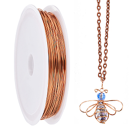 SUNNYCLUE Eco-Friendly Copper Wire, Round Beading Wire, with Spool, Long-Lasting Plated, Rose Gold, 22 Gauge, 0.6mm, about 82.02 Feet(25m)/Bag