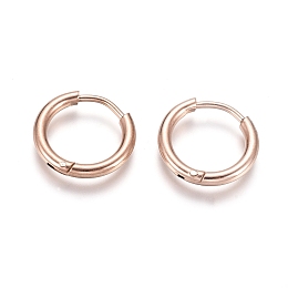 Honeyhandy Ion Plating(IP) 304 Stainless Steel Huggie Hoop Earrings, Hypoallergenic Earrings, with 316 Surgical Stainless Steel Pin, Rose Gold, 12 Gauge, 14x2mm, Pin: 1mm, Inner Diameter: 10mm