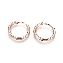 Honeyhandy Ion Plating(IP) 304 Stainless Steel Huggie Hoop Earrings, Hypoallergenic Earrings, with 316 Surgical Stainless Steel Pin, Rose Gold, 12 Gauge, 17x2mm, Pin: 1mm, Inner Diameter: 12mm