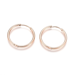 Honeyhandy Ion Plating(IP) 304 Stainless Steel Huggie Hoop Earrings, Hypoallergenic Earrings, with 316 Surgical Stainless Steel Pin, Rose Gold, 12 Gauge, 25x2mm, Pin: 1mm, Inner Diameter: 20mm