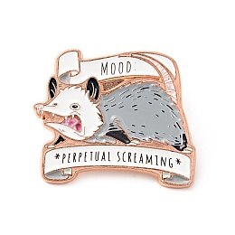 Honeyhandy Mouse Enamel Pin, Rose Gold Plated Alloy Word Mood Perpetual Screaming Badge for Backpack Clothes, Gray, 25x31x1.5mm