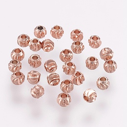 Honeyhandy Brass Beads, Long-Lasting Plated, Round, Real Rose Gold Plated, 3x2mm, Hole: 1.2mm