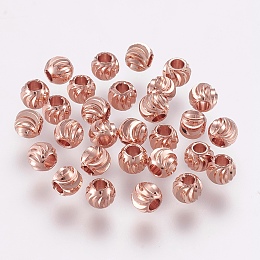 Honeyhandy Brass Beads, Long-Lasting Plated, Round, Real Rose Gold Plated, 5x4mm, Hole: 2mm