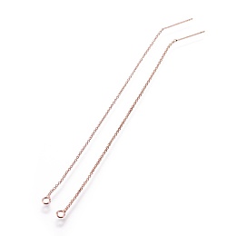 Honeyhandy Brass Stud Earring Findings, with Loop, Rolo Chains, Ear Thread, Rose Gold, 105x1mm, Hole: 1.8mm, Pin: 0.8mm