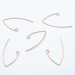 Honeyhandy Brass Earring Hooks, with Horizontal Loop, Plated, Rose Gold, 29x15mm, Hole: 2mm, Pin: 0.6mm, Pin: 0.6mm