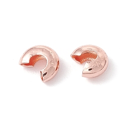 Honeyhandy Brass Crimp Beads Covers, Cadmium Free & Lead Free, Rose Gold, 4x3.5x2mm, Hole: 2mm