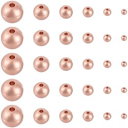 PandaHall Elite 120pcs 6 Sizes Brass Spacer Beads Rose Gold Round Smooth Bead Spacers for Bracelet Necklace Jewelry Making Supplies (2mm, 3mm, 4mm, 5mm, 6mm, 8mm)