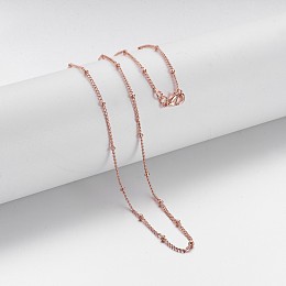 Honeyhandy Brass Chain Necklaces, Curb Chain, with Lobster Clasps, Rose Gold, 16.8 inch