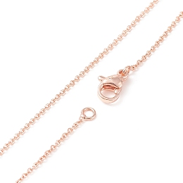 Honeyhandy Brass Chain Necklaces, Cross/Rolo Chain, with Lobster Claw Clasps, Real Rose Gold Plated, 17.7 inch(45cm)