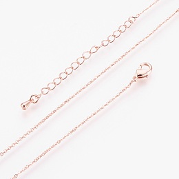 Honeyhandy Brass Cable Chain Necklaces Making, with Lobster Claw Clasp, Real Rose Gold Plated, 17.51 inch(44.5cm)