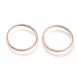 Honeyhandy 304 Stainless Steel Plain Band Rings, Rose Gold, 1mm, US Size 7~7 3/4(17.3~17.9mm)