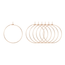 Honeyhandy Ion Plating(IP) 316L Surgical Stainless Steel Hoop Earring Findings, Wine Glass Charms Findings, Rose Gold, 25x0.8mm, 20 Gauge