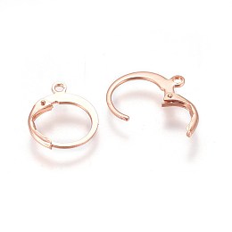 Honeyhandy 304 Stainless Steel Leverback Earring Findings, with Loop, Rose Gold, 14.5x12.5x1.5mm, Hole: 1.4mm, Pin: 0.7x0.9mm