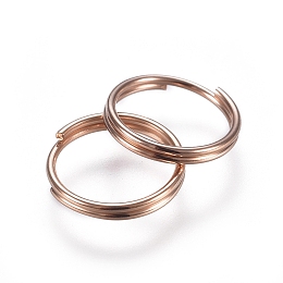 Honeyhandy 304 Stainless Steel Split Rings, Double Loops Jump Rings, Rose Gold, 8x1mm, Inner Diameter: 7mm, Single Wire: 0.5mm