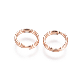 Honeyhandy 304 Stainless Steel Split Rings, Double Loops Jump Rings, Rose Gold, 7x1.4mm, Inner Diameter: 5.6mm, Single Wire: 0.7mm