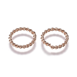 Honeyhandy 304 Stainless Steel Jump Rings, Open Jump Rings, Twisted, Rose Gold, 12x1.4mm, Inner Diameter: 9mm