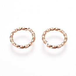 Honeyhandy 304 Stainless Steel Jump Rings, Open Jump Rings, Twisted, Rose Gold, 18 Gauge, 8x1mm, Inner Diameter: 6mm