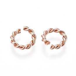 Honeyhandy 304 Stainless Steel Jump Rings, Open Jump Rings, Twisted, Rose Gold, 8x1.5mm, Inner Diameter: 5mm