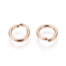 Honeyhandy 304 Stainless Steel Open Jump Rings, Rose Gold, 8x1.2mm, Inner Diameter: 5.5mm