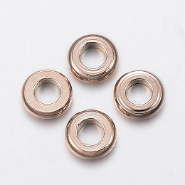 Honeyhandy Ion Plating(IP) 304 Stainless Steel Spacer Beads, Donut, Rose Gold, 4x1mm, Hole: 2mm