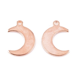 Honeyhandy 304 Stainless Steel Charms, Moon, Rose Gold, 15.5x11x1mm, Hole: 1.4mm