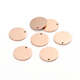 Honeyhandy Ion Plating(IP) 304 Stainless Steel Charms, Polished, Stamping Blank Tag, Laser Cut, Flat Round, Rose Gold, 15x1mm, Hole: 1.2mm