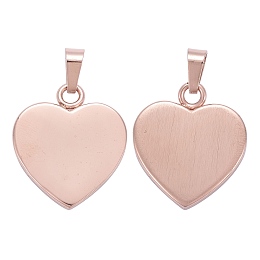 Honeyhandy Ion Plating(IP) Fashionable 304 Stainless Steel Stamping Blank Tag Pendants, Heart, Rose Gold, 23~25x22x4mm, Hole: 3x6mm