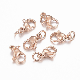 Honeyhandy 304 Stainless Steel Lobster Claw Clasps, Parrot Trigger Clasps, Rose Gold, 10x6x3mm, Hole: 3mm