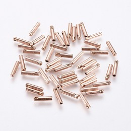 Honeyhandy Ion Plating(IP) 304 Stainless Steel Cord Ends, End Caps, Column, Rose Gold, 7x1.6mm, Hole: 0.8mm, Inner Diameter: 1mm