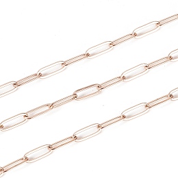 Honeyhandy Ion Plating(IP) 304 Stainless Steel Paperclip Chains, Drawn Elongated Cable Chains, Soldered, with Spool, Rose Gold, 10x3.5x0.8mm, about 32.8 Feet(10m)/roll