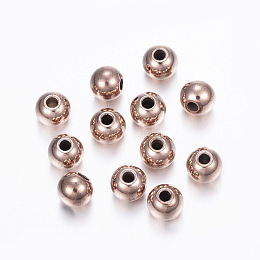 Honeyhandy 304 Stainless Steel Spacer Beads, Round, Rose Gold, 6x5mm, Hole: 1.2mm