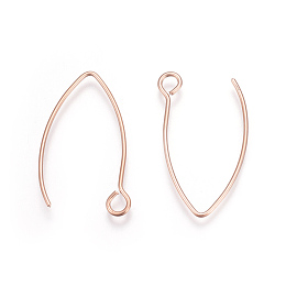 Honeyhandy Ion Plating(IP) 304 Stainless Steel Earring Hooks, with Horizontal Loop, Rose Gold, 26x15.5mm, Hole: 2.5mm, Pin: 0.8mm