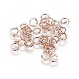 Honeyhandy Ion Plating(IP) 304 Stainless Steel Open Jump Rings, Rose Gold, 20 Gauge, 5x0.8mm, Hole: 3.5mm