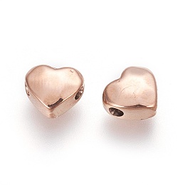 Honeyhandy Ion Plating(IP) 304 Stainless Steel Beads, Heart, Manual Polishing, Rose Gold, 7.5x8.5x4mm, Hole: 1.5~1.6mm