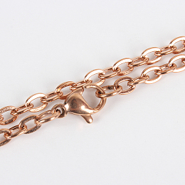 Honeyhandy 304 Stainless Steel Cable Chain for Necklace Making, with Lobster Claw Clasps, Vacuum Plating, Rose Gold, 23.6 inch(59.9cm)