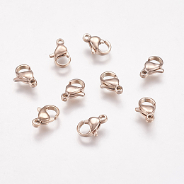 ARRICRAFT Vacuum Plating 304 Stainless Steel Lobster Claw Clasps, Parrot Trigger Clasps, Rose Gold, 10x6.5x3mm