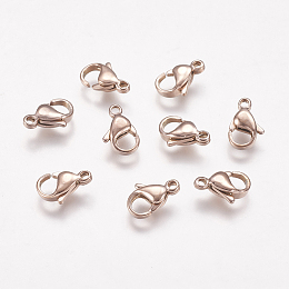 ARRICRAFT Vacuum Plating 304 Stainless Steel Lobster Claw Clasps, Parrot Trigger Clasps, Rose Gold, 11x7x3.5mm