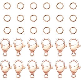 PandaHall Elite 60 pcs 5mm 304 Stainless Steel Jump Rings with 30 pcs Lobster Claw Clasps for Earring Bracelet Necklace Pendants Jewelry DIY Craft Making, Rose Gold