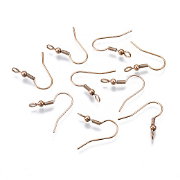 Honeyhandy 304 Stainless Steel Earring Hooks, Ear Wire, with Vertical Loop, Rose Gold, 19~21x18mm, Hole: 2.5mm, Pin: 0.7mm