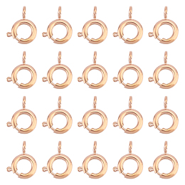 Unicraftale Ion Plating(IP) 20Pcs 304 Stainless Steel Smooth Surface Spring Ring Clasps, Rose Gold, 6x1.5mm, Hole: 1.8mm