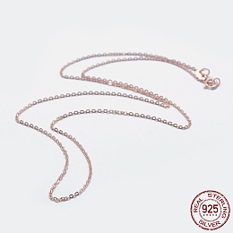 Honeyhandy 925 Sterling Silver Cable Chain Necklaces, with Spring Ring Clasps, with 925 Stamp, Real Rose Gold Plated, 18 inch(45cm)